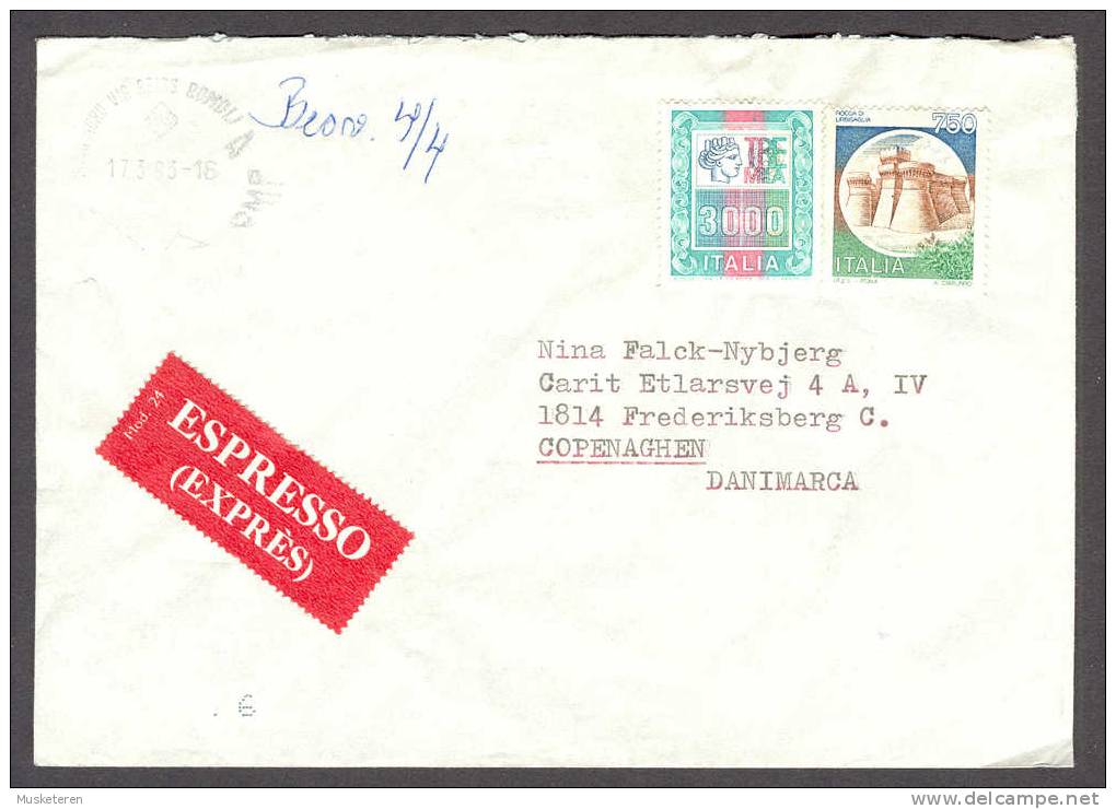 Italy Espresso EXPRÉS Label Deluxe TORINO Nord Via Reiss Romali 1993 Cancel Cover To Copenhagen Danimarca - Correo Urgente/neumático