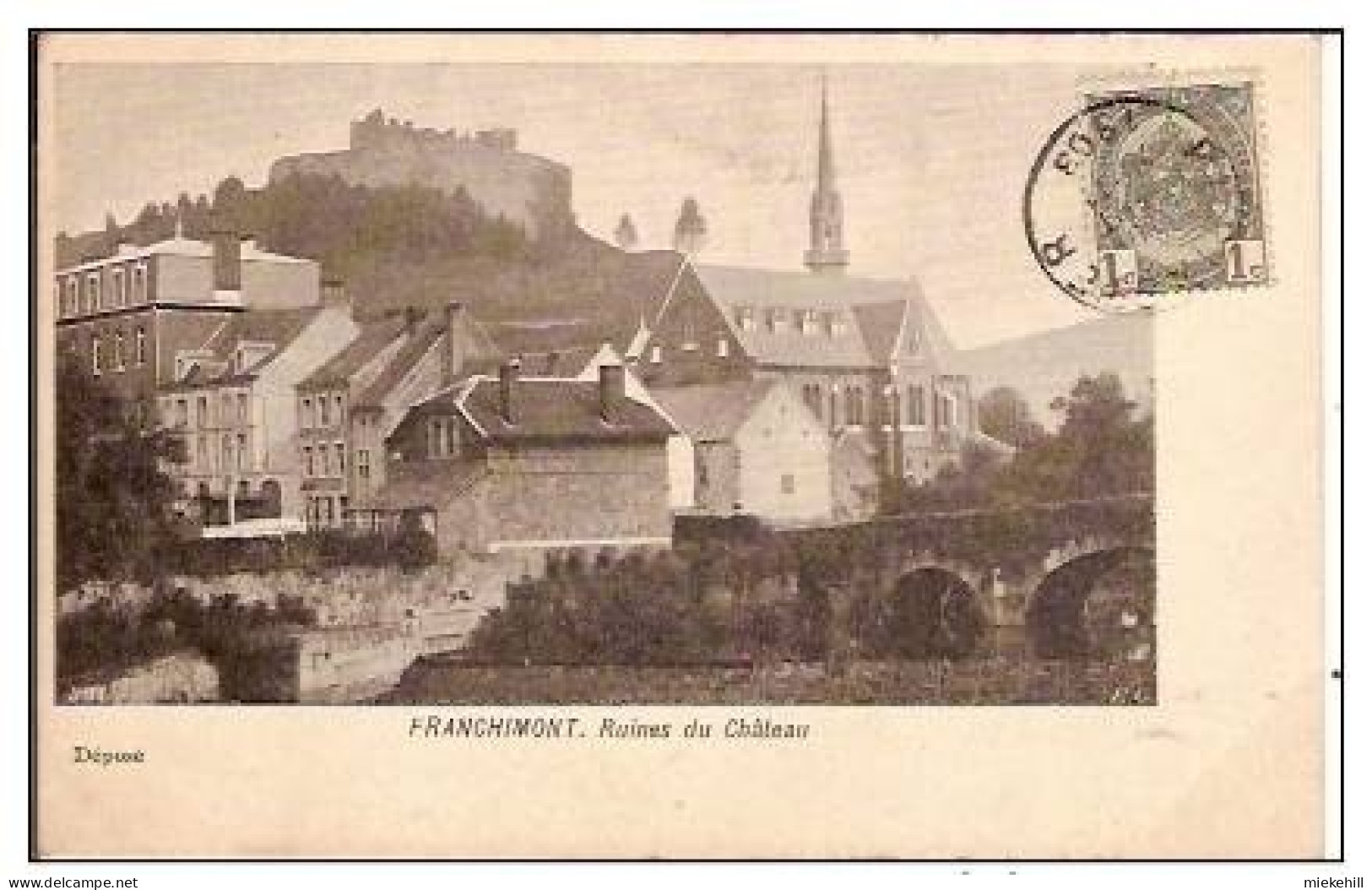 FRANCHIMONT-RUINES DU CHATEAU-EGLISE-timbre Côté Vue - Philippeville