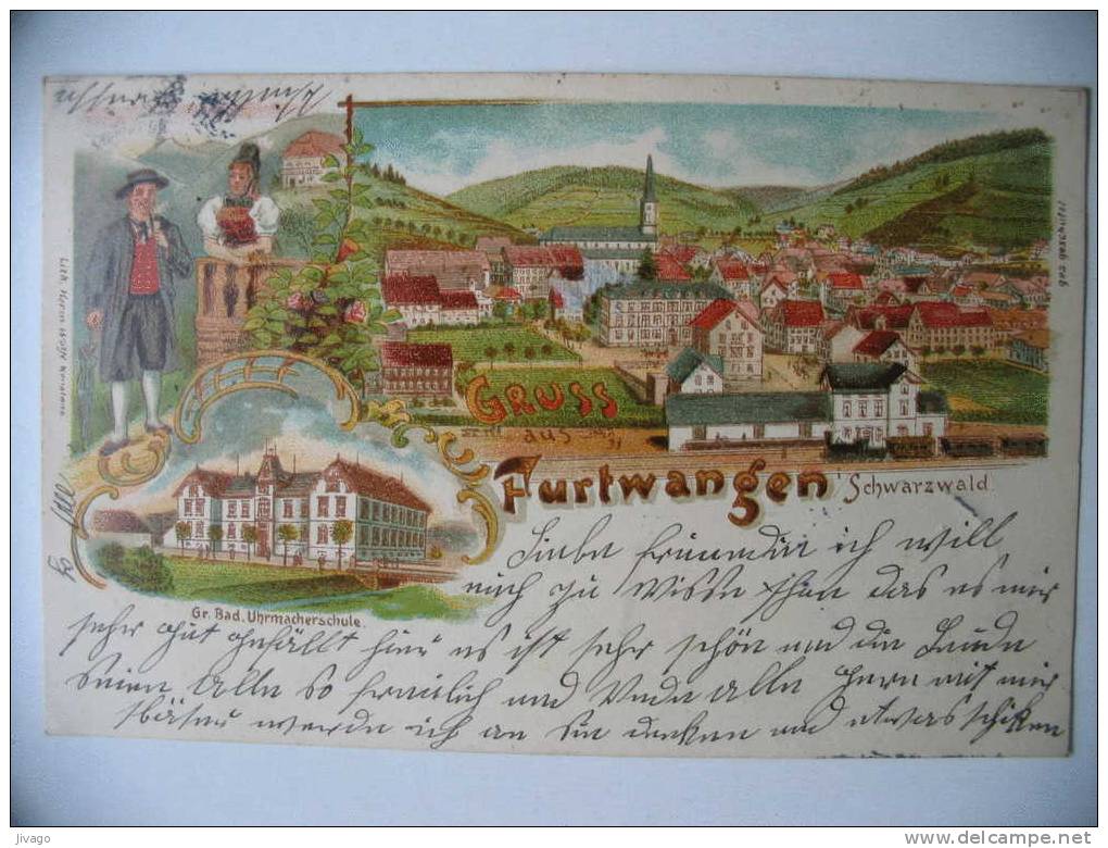 GRUSS  Aus FURTWANGEN  Schwarzwald  :  SUP Carte Couleur  1905 - Furtwangen