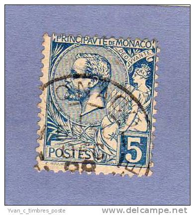 MONACO TIMBRE N° 13 OBLITERE PRINCE ALBERT 1ER 5C BLEU - Usados