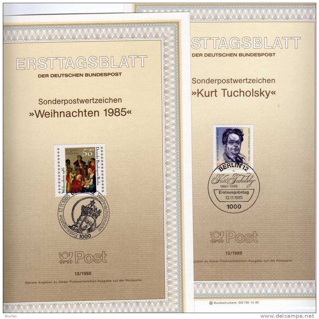 ETB IV. Quartal 1985 IFA Siegel, Miniaturen, Tucholsky, Weihnacht Berlin 743-749 SST 9€ - 1e Jour – FDC (feuillets)