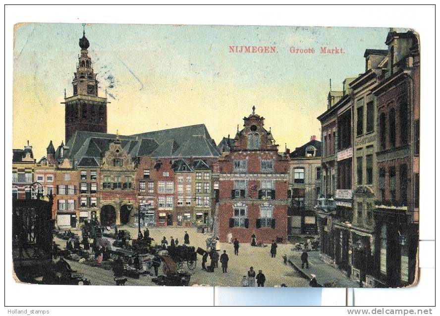 ANSICHTKAART (296) NIJMEGEN GROOTE MARKT  Poststempel 1915    Cartes Postales CPO - Nijmegen