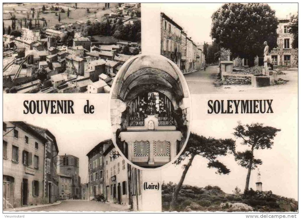 CPSM. 4 VUES SOUVENIR DE SOLEYMIEUX. DATEE 1969. DENTELLEE. - Saint Jean Soleymieux