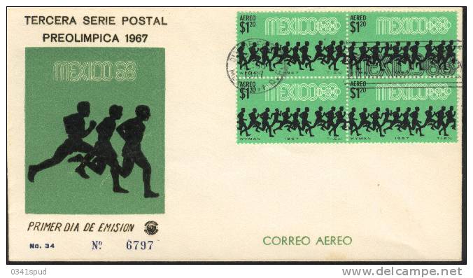 Jeux Olympiques 1968  Mexico  FDC  Athlétisme Athletics Atletica - Summer 1968: Mexico City