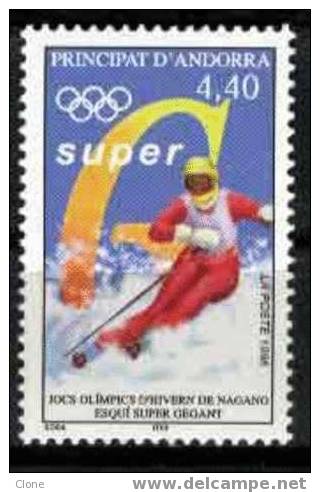 Andorre Français - 498** (YT) : Jeux Olympiques D´hiver, à Nagano (Japon). - Inverno1998: Nagano