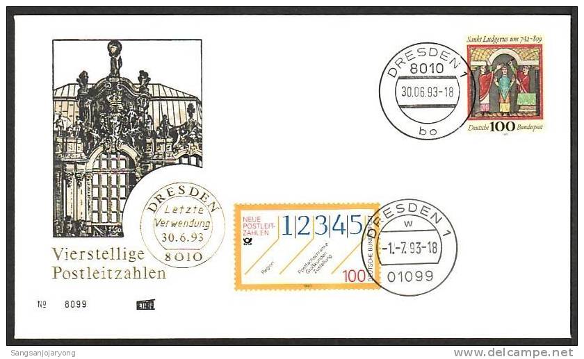 Postal, Germany Postal 150th Anniv. Envelope B - Postleitzahl