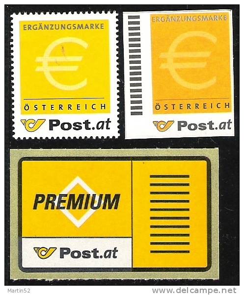 Austria Autriche Österreich: Ergänzungsmarken (a+b) 2002 + Premium-Label 2001 ** MNH (Michel 2014 = 62.00 Euro) - Errores & Curiosidades