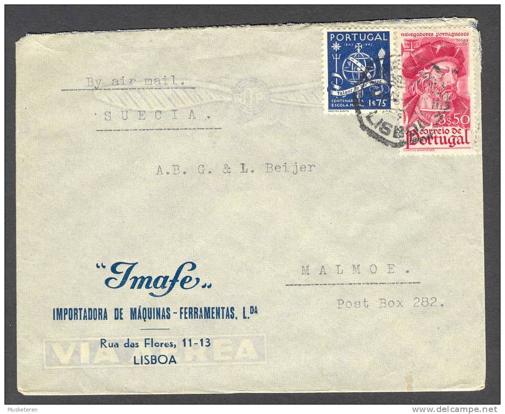 Portugal Airmail Via Aerea IMAFE Importadora De Máquinas-Ferramentas Lisboa Cover 1945 To Malmö Sweden Diego Cao - Covers & Documents