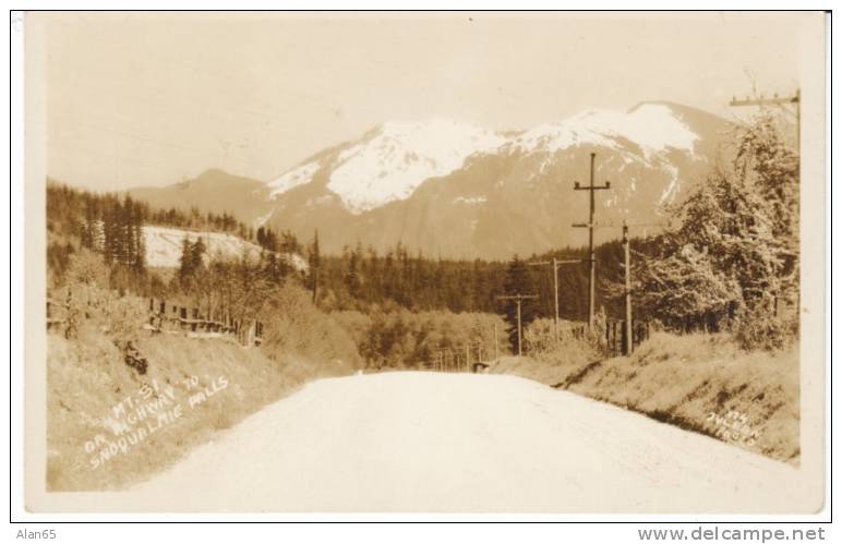 Mt. Si Highway To Snoqualmie Falls On C1920s/30s Vintage Juleen Real Photo Postcard, Cascade Mountain Range - Andere & Zonder Classificatie