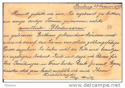 Qld006 / AUSTRALIEN, QUEENSLAND,  Hamburg-Brisbane-Melbourne 1893.  Mit Stempel "Not  Known Letter Carriers - Briefe U. Dokumente