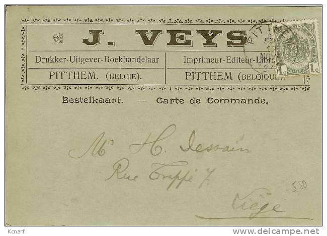 CP De PITTHEM ( Pittem ) " J.VEYS - Imprimeur , éditeur , Libraire " . - Pittem