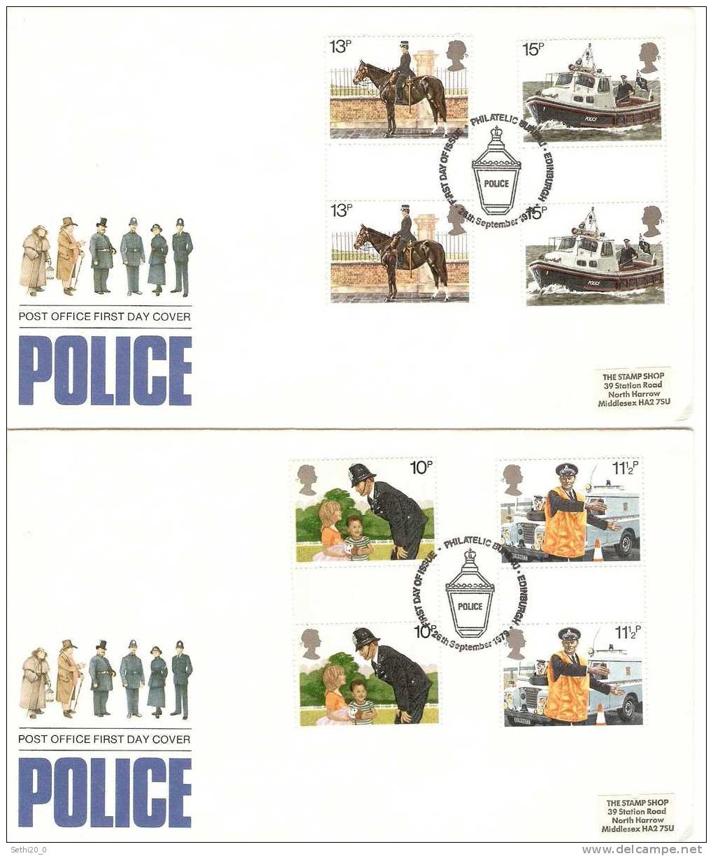 Grande Bretagne Police Gutter Pair FDC - Policia – Guardia Civil