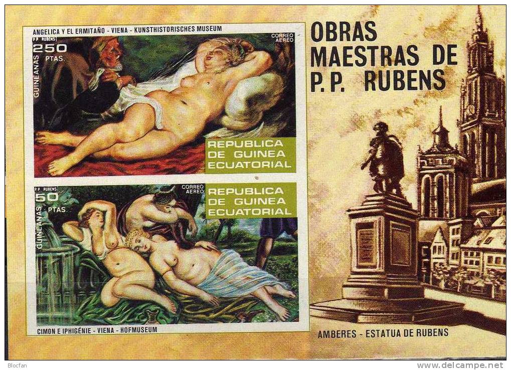 Rubens Im Kunstmuseum Wien Äq.-Guinea 292/3B + Block 79 ** Plus O 17€ - Nudi