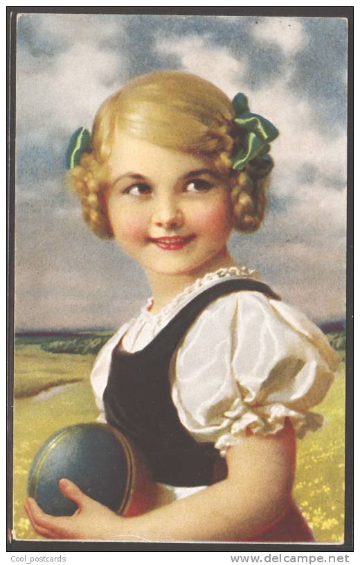 KNOEFEL, LUDWIG Children Cute Little Girl With Ball & Bows In Her Hair, Novolito No 657/3 - Knoefel, Ludwig