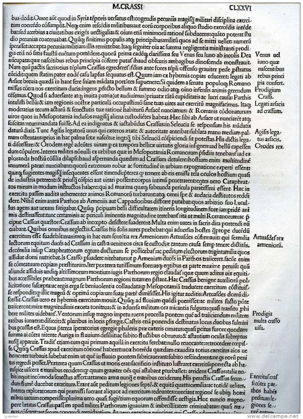 Page In Folio Des Vies Parallèles De Plutarque 1524 - Libri Vecchi E Da Collezione