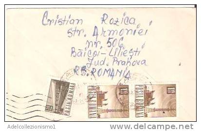 29761)lettera Aerea Con 20  Bani + 2x1.55 Lei Da Baicoi A Catania Il 01-02-1970 - Marcophilie