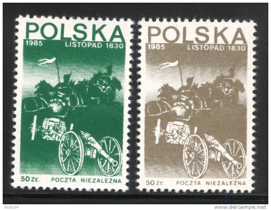 POLAND SOLIDARNOSC (POCZTA NIEZALEZNA) 1985 NOVEMBER UPRISING 1830 SET OF 2 (SOLID0583/0557B) - Vignettes Solidarnosc