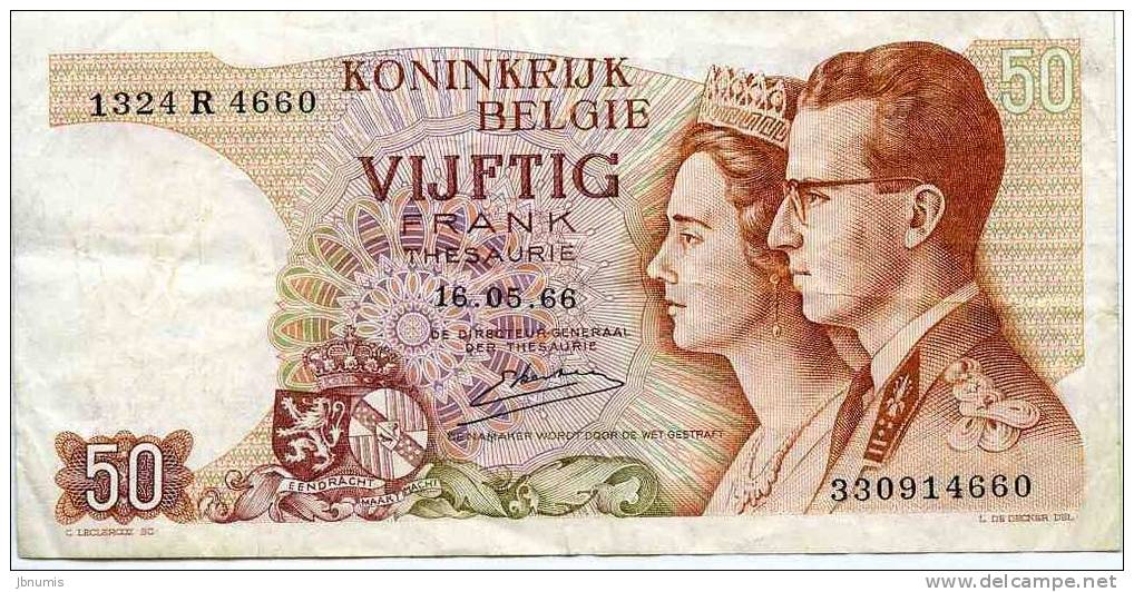 Belgique Belgium 50 Francs 16 Mai 1966 Trésorie P139 - 50 Francs