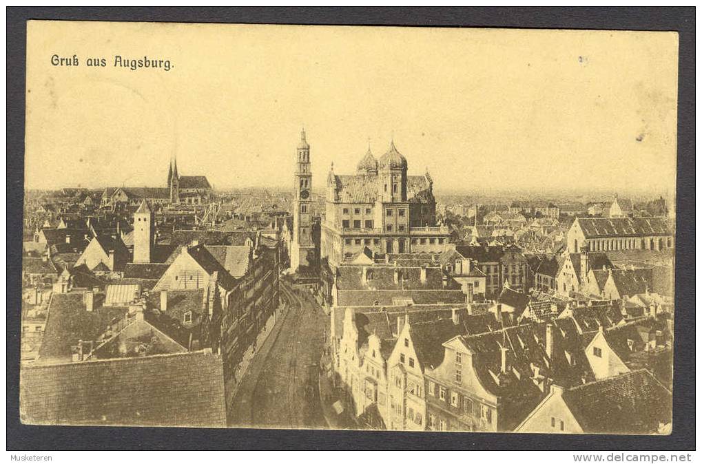 Germany Bayern Gruss Aus Augsburg Augsburg Cancel 1909 Carte Postale - Augsburg