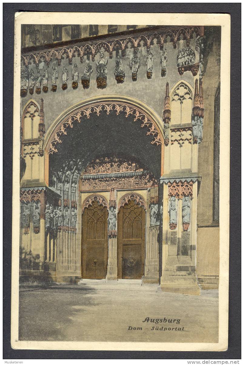 Germany Bayern Augsburg Dom - Südportal Kolorierte Postkarte Deluxe Augsburg Cancel 1910 - Augsburg