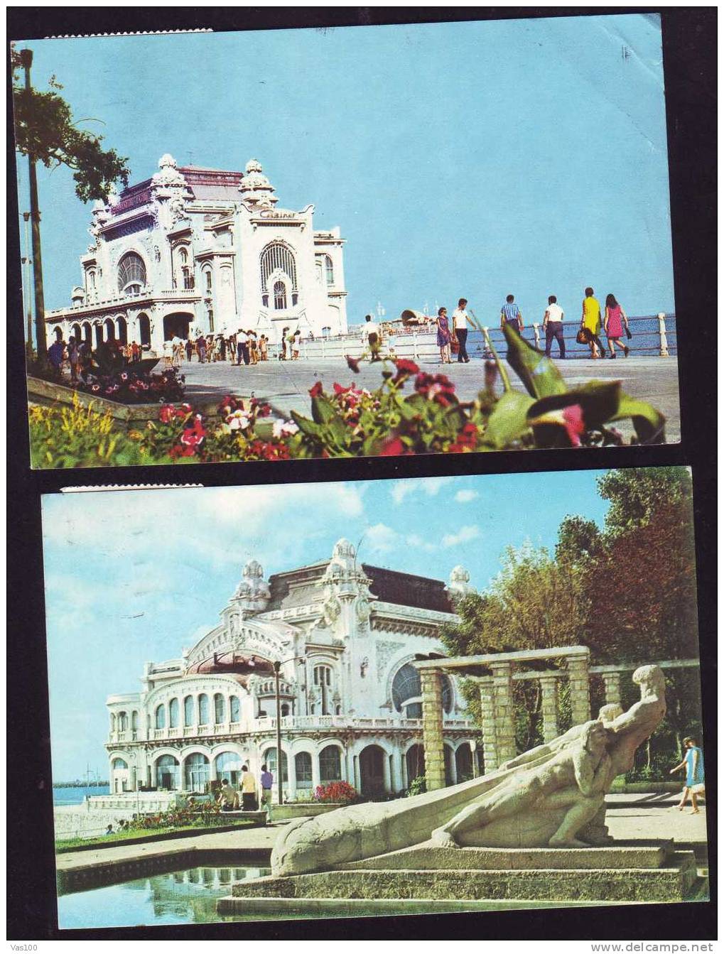 Cazino Constanta Stamp FOOTBALL On 2 Postcard 1971-76. - Lettres & Documents