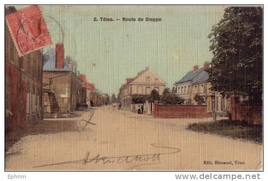 TOTES - Route De Dieppe - Cpa Toilée Colorée - Totes