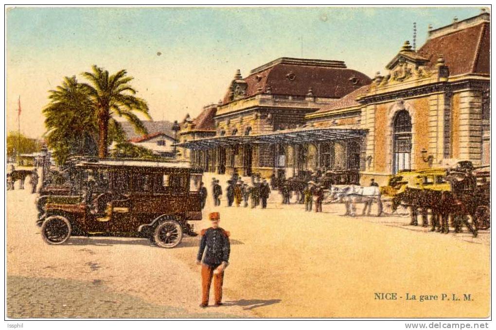 Nice - La Gare "Vue Extérieure - Voitures - Animée" - Transport Ferroviaire - Gare