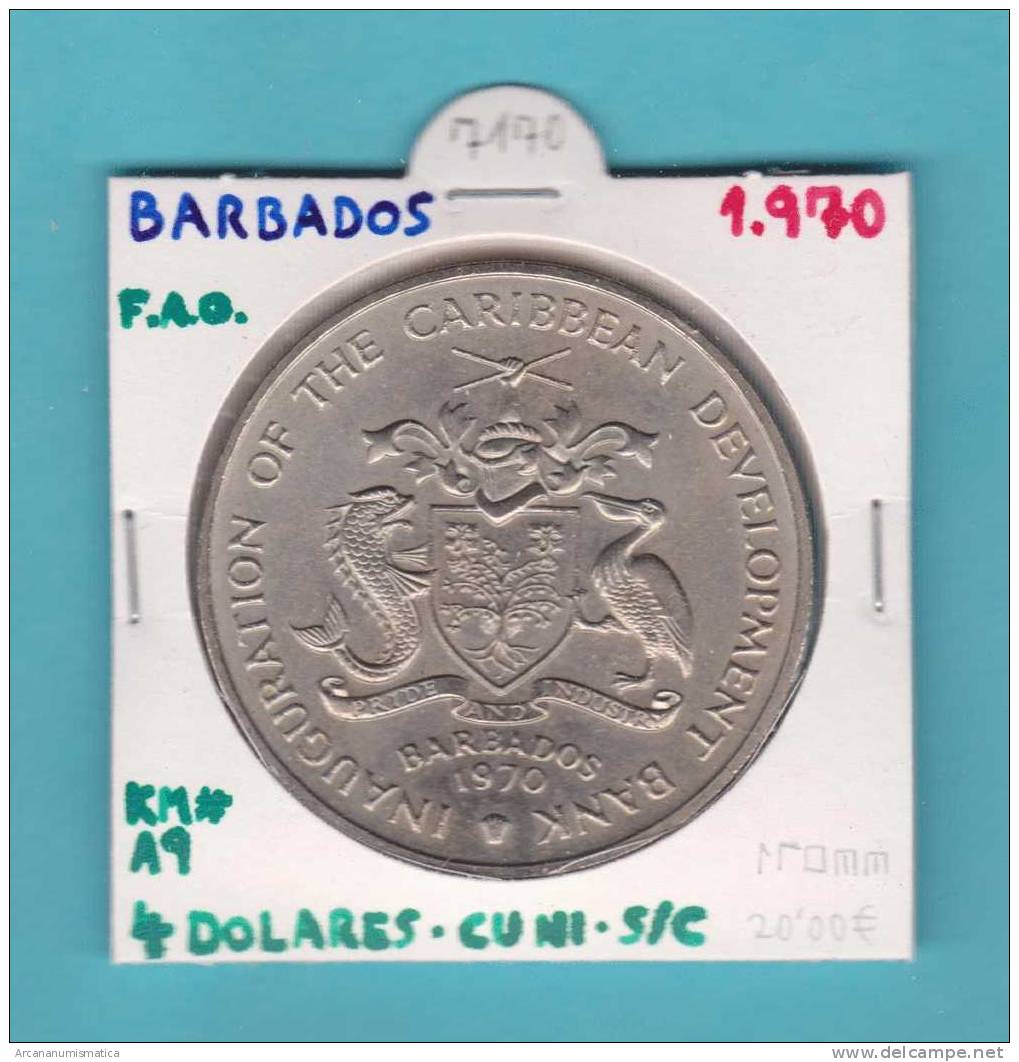 BARBADOS  4 DOLARES 1.970 CU-NI SC/UNC  KM#A9 F.A.O.   DL-7170 - Autres – Amérique