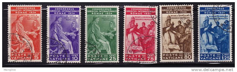 VATICAN 1935  Congrès Juridique International  Série Complète Oblitérée  Sass 41-46 - Usati