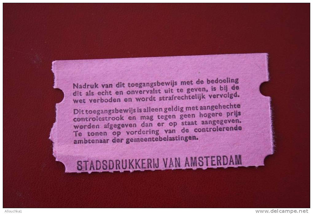 BILLET TICKET  DE CIRCULATION TOUR CICULAIR A AMSTERDAM HOLLANDE PAYS BAS - Mondo