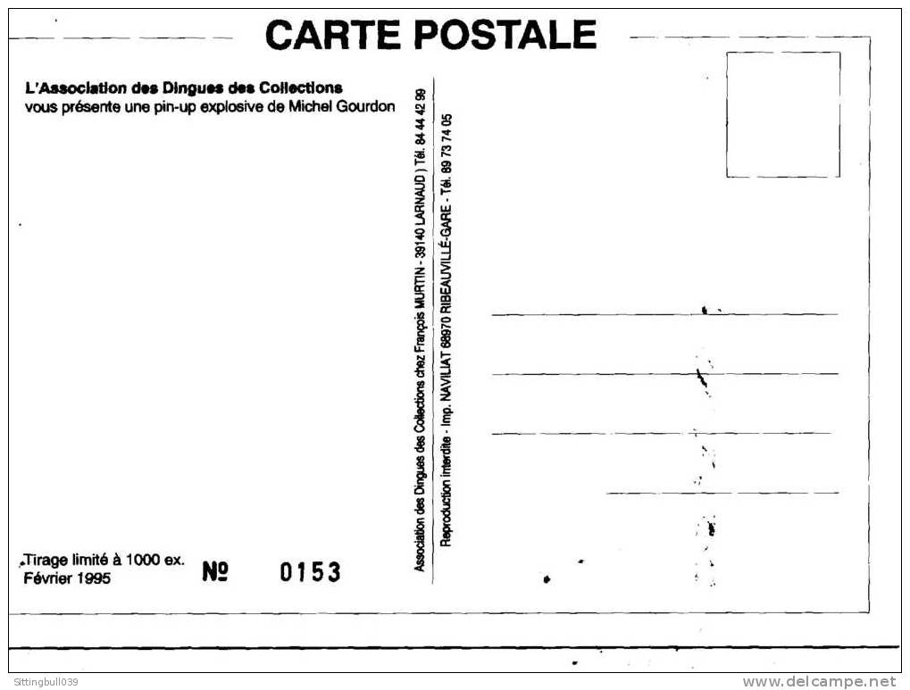 MICHEL GOURDON. CARTE POSTALE PIN-UP. ASSOCIATION DES DINGUES DES COLLECTIONS. TL 1000 EX NTES. N° 153. 1995 - Gourdon