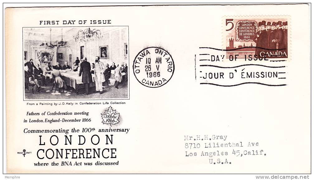 1966 100è Ann Conférence De Londres  Sc 448  Rosecraft Cachet - 1961-1970