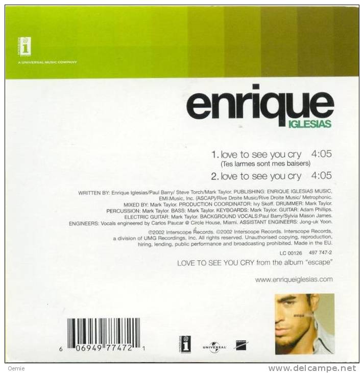 ENRIQUE  IGLESIAS  °  TES LARMES  SONT MES BAISERS  // Cd Single 2 Titres - Autres - Musique Espagnole