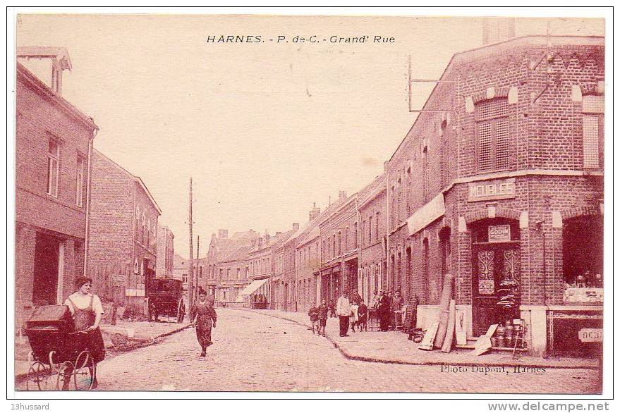 Carte Postale Ancienne Harnes - Grande Rue - Harnes