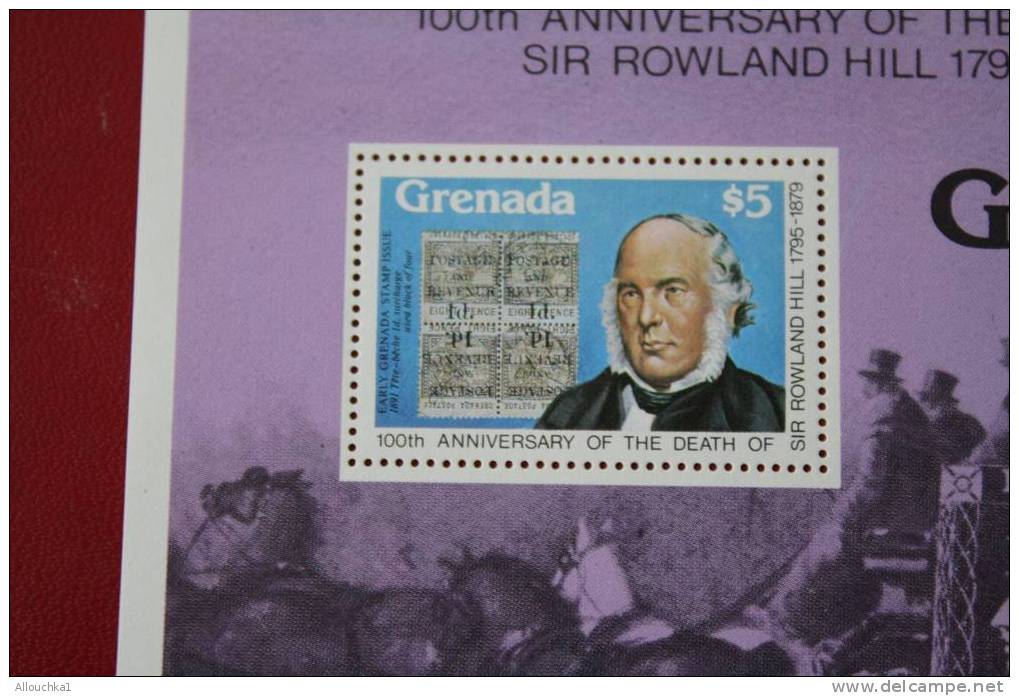 GRENADA GRENADINES 1 BLOC EN NEUF ** THEME  POSTAL TRANSPORTATION 100th ANNIVERSAIRE MORT DE ROWLAND HILL DEAD - Rowland Hill