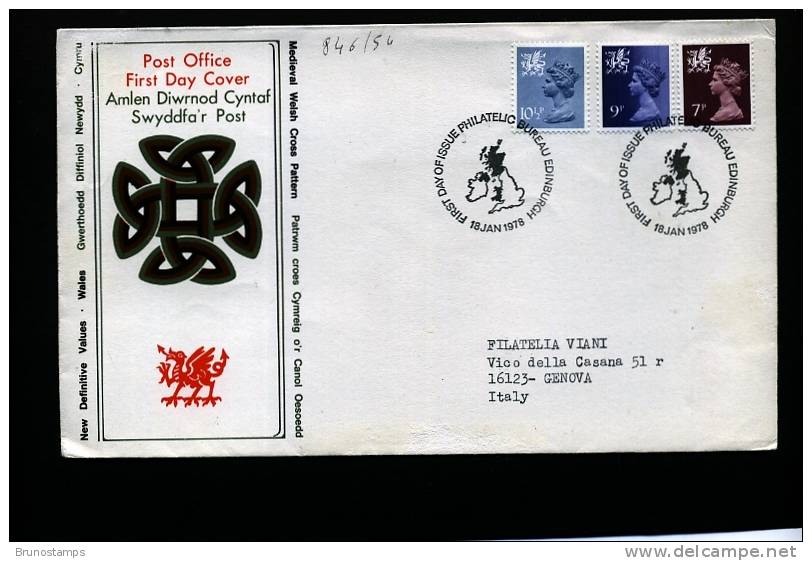 GREAT BRITAIN - 1978  WALES  7 P.+ 9 P. + 10½ P.  FDC - 1971-1980 Decimal Issues