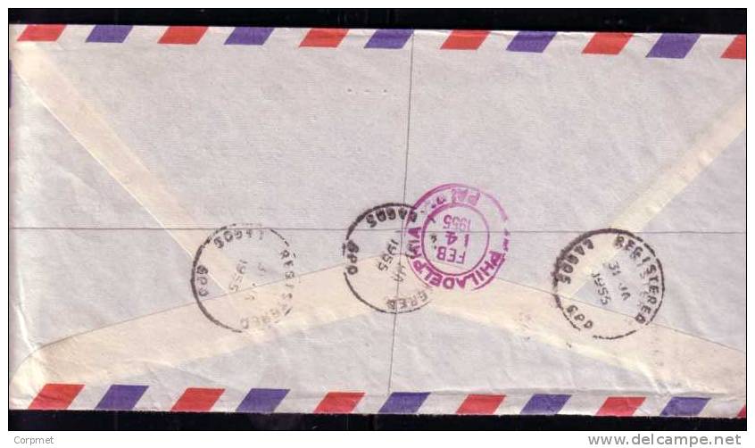 NIGERIA - VF 1955 REGISTERED AIR MAIL COVER From LAGOS To PHILADELPHIA - HORSEMEN And TIMBER (x2) Stamps - Nigeria (...-1960)