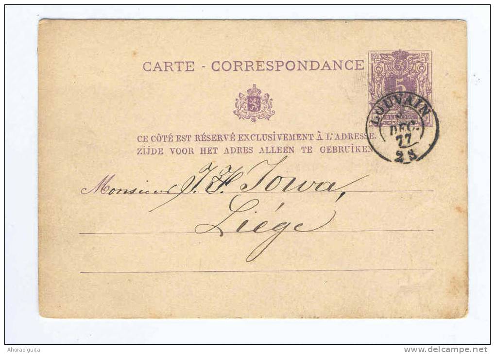 BRASSERIE - Belgique Entier Postal LOUVAIN 1877 -  Griffe Le Gérant Des BRASSERIES VAN TILT Soeurs  --  B2/745 - Birre