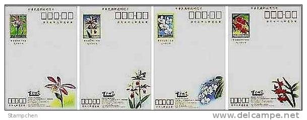 Taiwan 2001 Orchid Flower Pre-stamp Postal Cards 4-4 - Taiwan