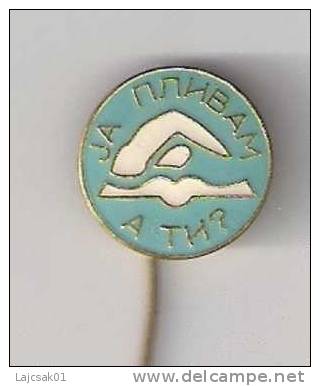 Learn Swimming Serbia Enamel Email Pin - Schwimmen