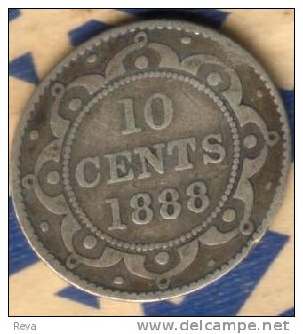 CANADA NEWFOUNDLAND  10 CENTS MOTIF  FRONT QV  HEAD BACK  1888 VG/F KM? READ DESCRIPTION CAREFULLY !! - Canada