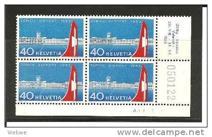 CH Mi.Nr.585/  - SCHWEIZ - Flughafen Zürich-Kloten, 4-er-Einheit, Eckrand Rechts ** MNH - Nuovi