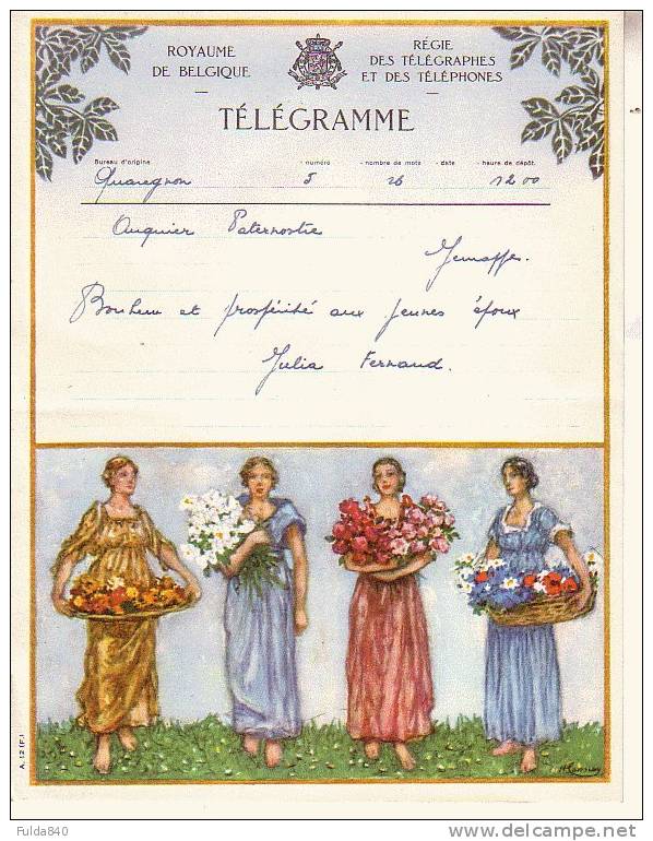 Superbe TELEGRAMME.    Quaregnon.  1951.    Royaume De Belgique - Régie Des Télégrammes Téléphones. - Autres & Non Classés