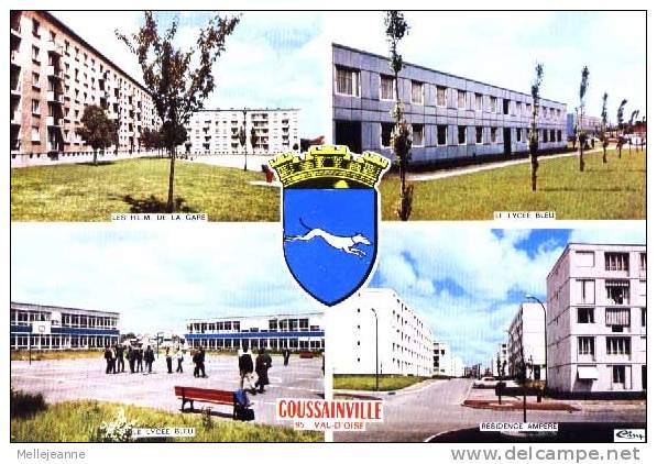 Cpsm Goussainville (95) HLM De La Gare , Lycée Bleu , Résidence Ampere . Ed Cim . Blason - Goussainville