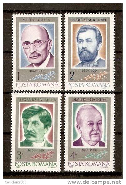 Romania 1984 MNH / Personalities II / 4 Val - Unused Stamps