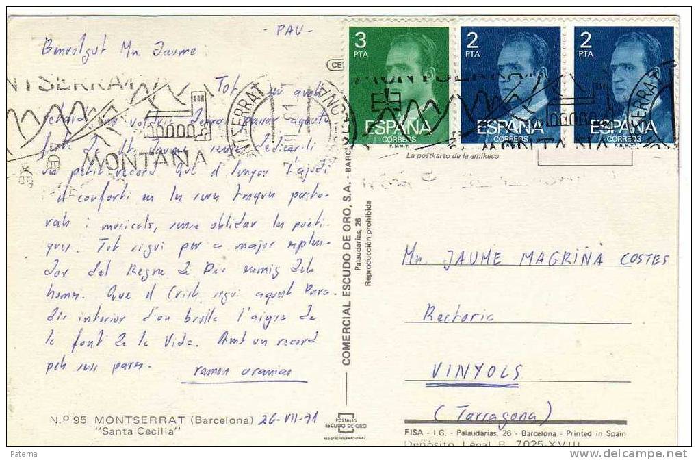 3246 Postal MONTSERRAT ( Barcelona) 1991, Post Card - Lettres & Documents