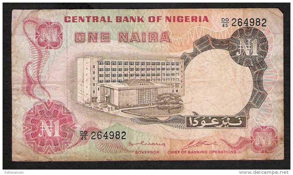 NIGERIA  P15b  1  NAIRA (1973)#DO/45  Signature 2   FINE    NO P.h. - Nigeria