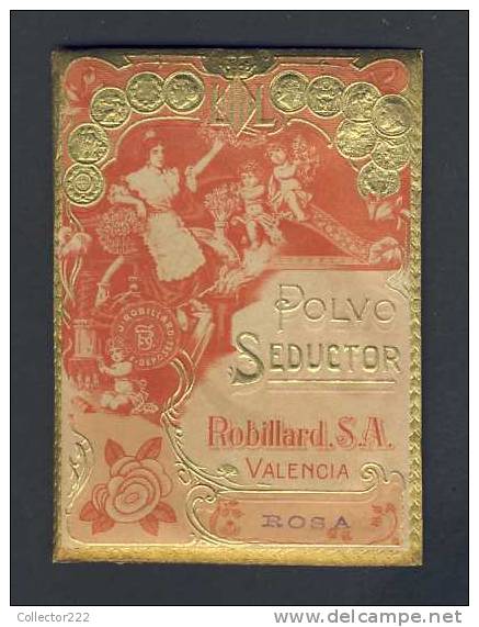 Ancien Sachet De Poudre POLVO SEDUCTOR ROBILLARD. Art Nouveau. Parfumerie, Gaufré, Doré (Ref.79071) - Kosmetika