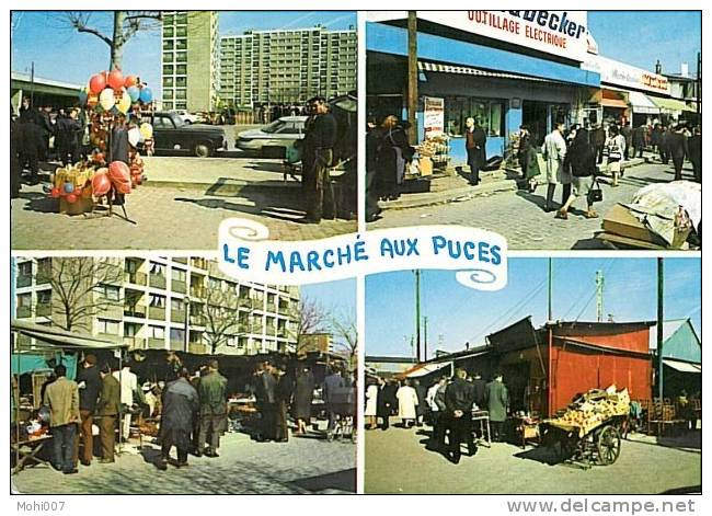 SAINT OUEN (93) - "CARTE MULTIVUES LE MARCHÉ AUX PUCES" - BELLE CPSM COULEURS ANIMÉE - Saint Ouen