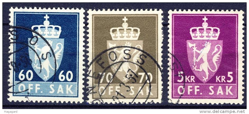 ##Norway 1955-73. Service: 3 Different.  Michel  78 + 79 + 85 . Cancelled(o) - Officials